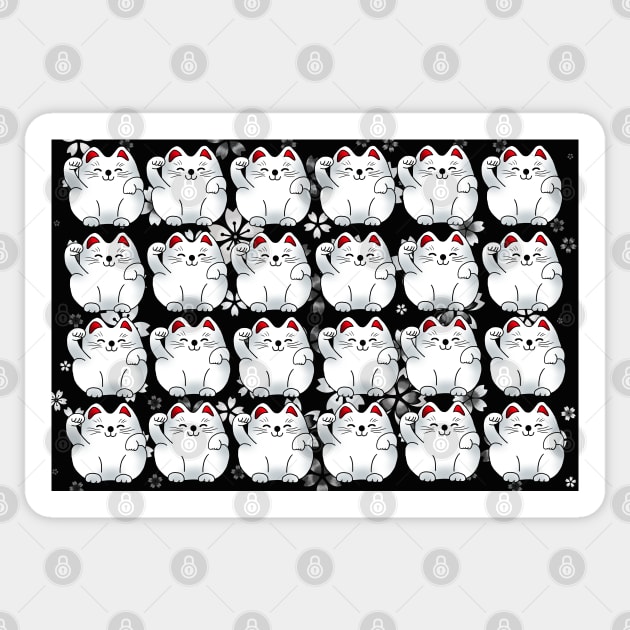 Lucky cat, sitting white maneki, pattern Sticker by cuisinecat